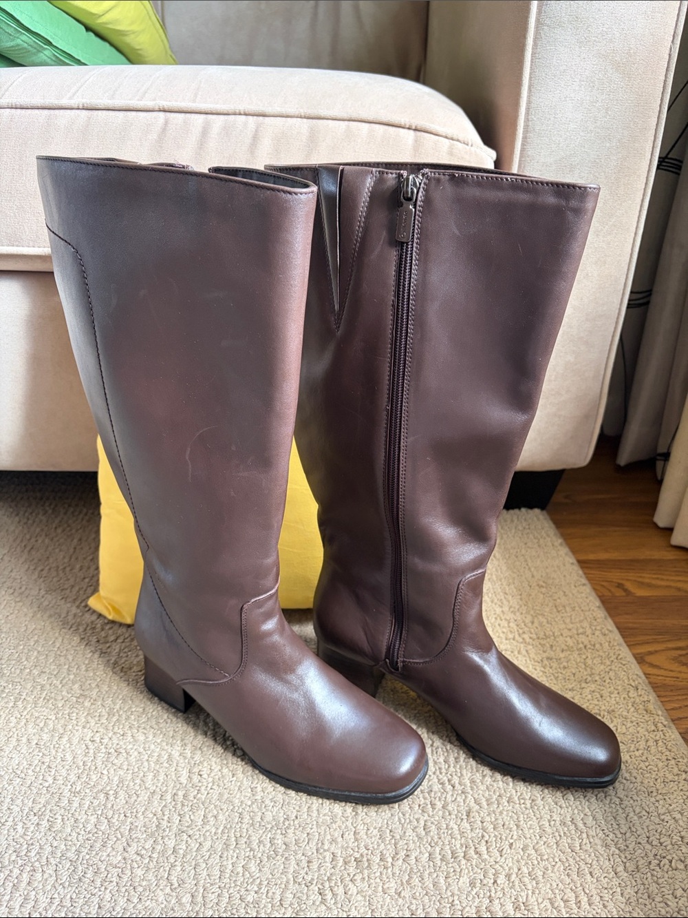 Blondo Wide Calf Brown Leather Heeled Boots size 8.5
